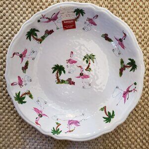 Kensie Christmas Melamine Flamingo Serving Bowls 16inch